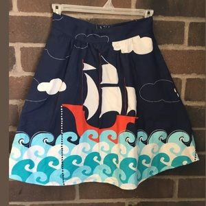 Retrolicious Sailboat Skirt Bright Skater M